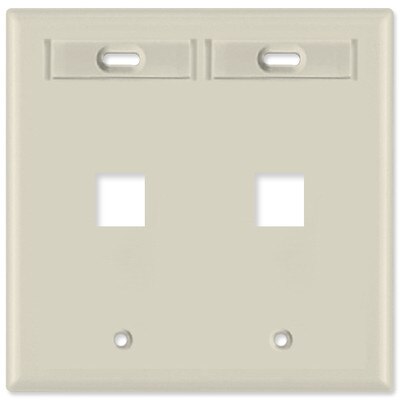Leviton QuickPort Wallplate, 2-Gang, 2-Port (with ID Window), Light Almond
